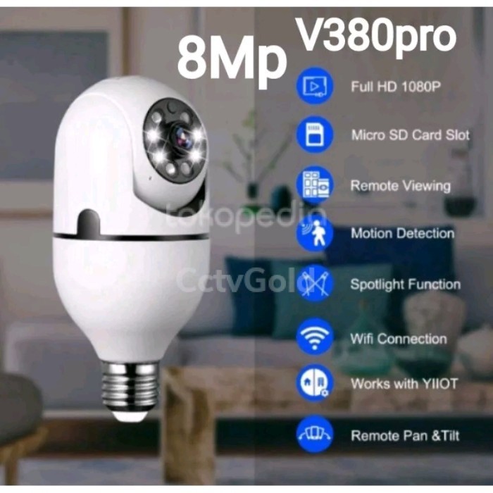 Cctv Bohlam Lampu Camera Cctv V380 Pro Wifi Wireless Model Bohlam Lamp