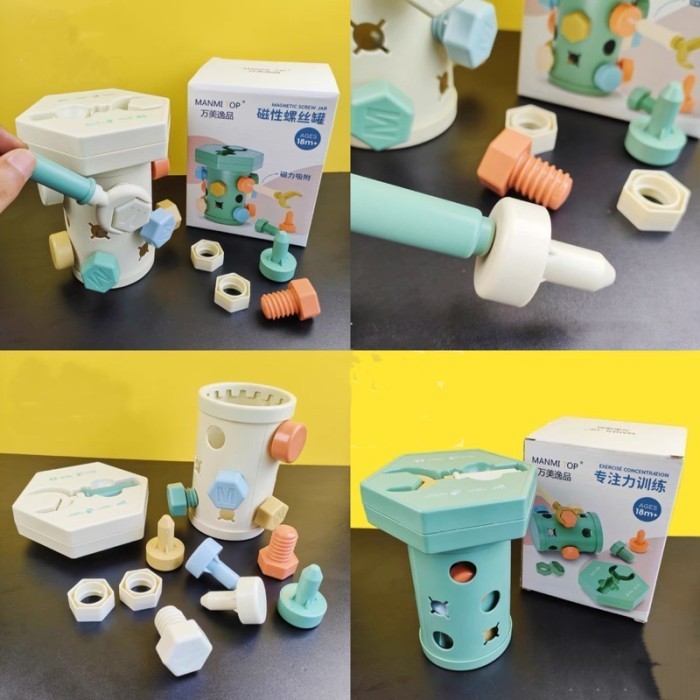 

Travel Nut Bolt Screw Tool Set Pretend Plays Matching Game Mainan