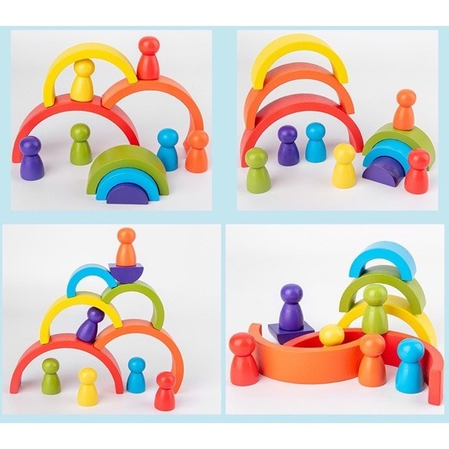 

Rainbow Building Blocks Set - Mainan Montessori Anak - Mainan Anak