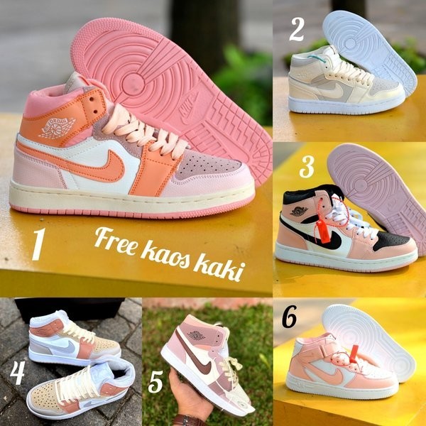 NIKE JORDAN HIGH IMPORT SIZE 36 - 40 SEPATU OLAHRAGA WANITA TOSCA PEACH HITAM