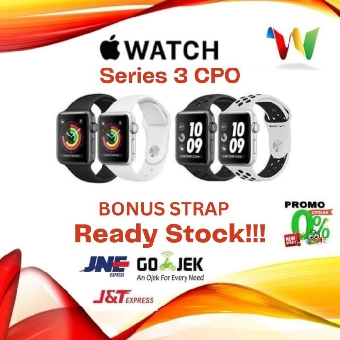 Produk Terbaru Apple Watch Series 3 Gps 42Mm Stainless Nike Gray Black White Band Cpo