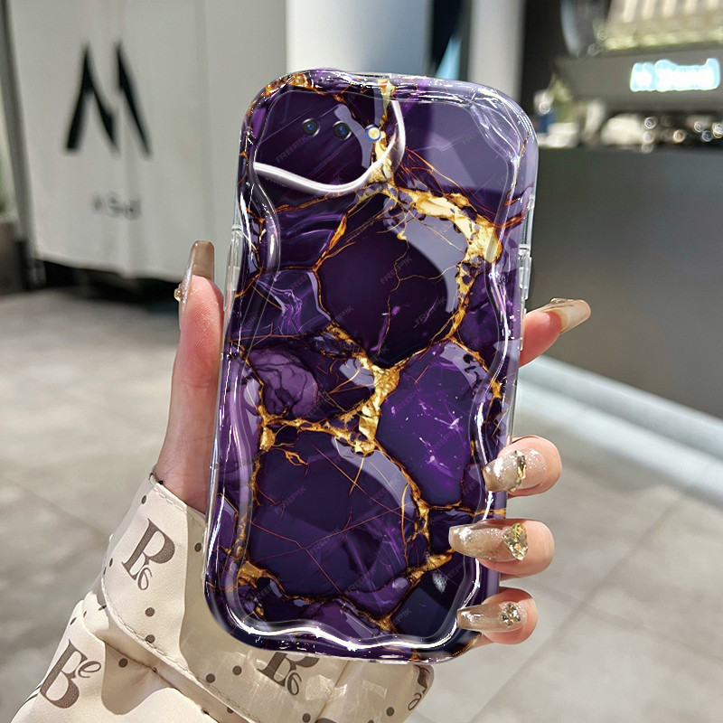 Casing Hp OPPO A5 A3s A12E Realme C1 Case pelindung HP pola rusak Kesing tekstur lembut berwarna-war