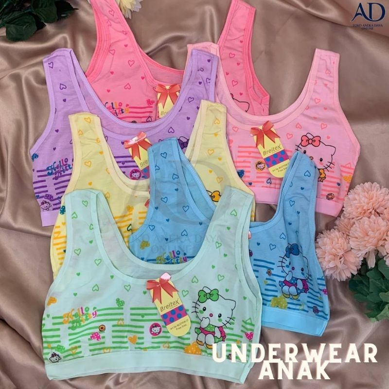 Aneka Daya - Miniset Anak Perempuan Breitex 3743 Gambar Hello Kitty  / Pakaian Dalam Anak Murah