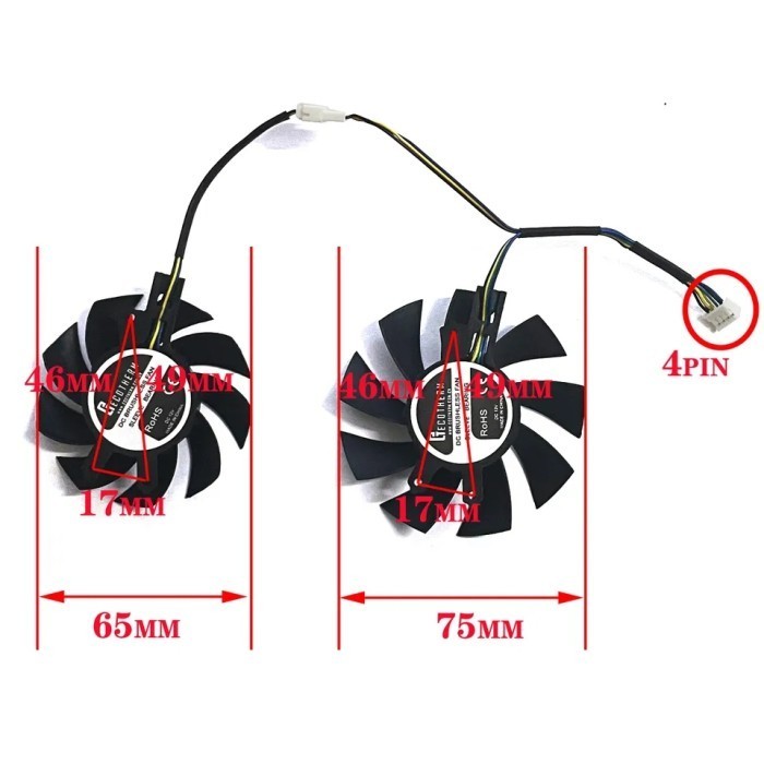 Fan Zotac Gtx 1660 1660 Super 1660Ti Twin 65Mm 75Mm 41 Set Oem