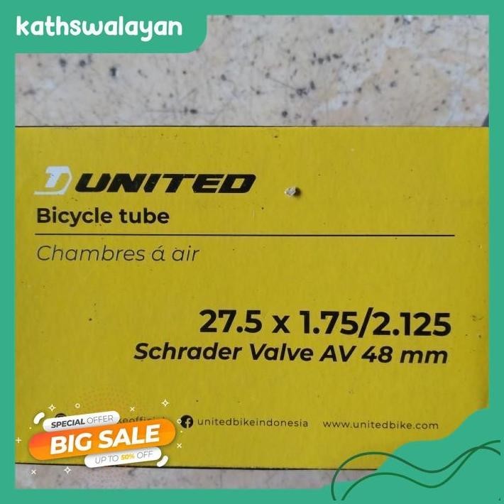 BAN DALAM SEPEDA 27.5 X 1.75/2.125 UNITED PENTIL SCHRADER AV 48MM KUALITAS TERBAIK