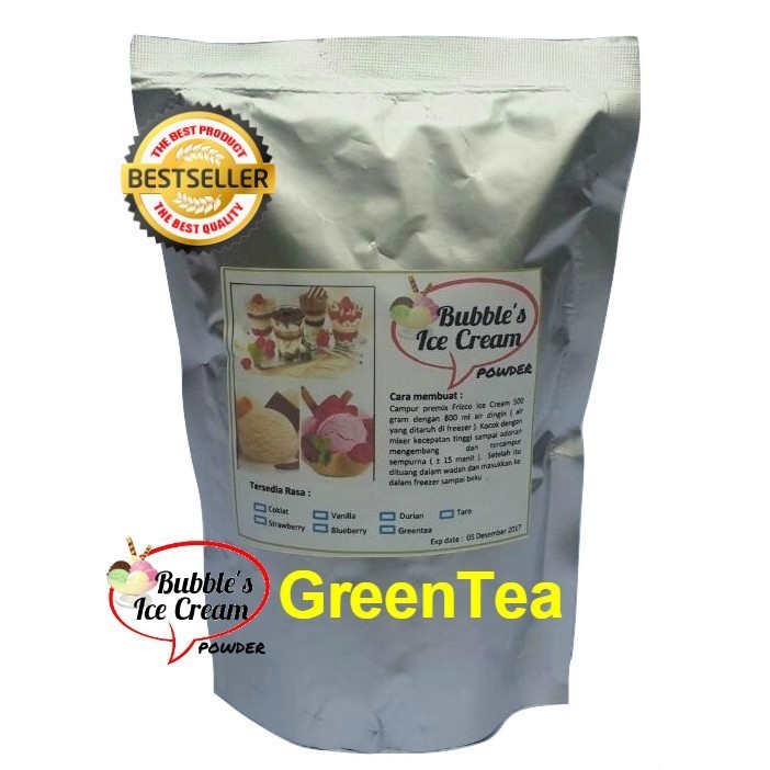 

Bubuk Es Krim Greentea 500Gr Bubble'S Ice Cream Bulky Instant Powder