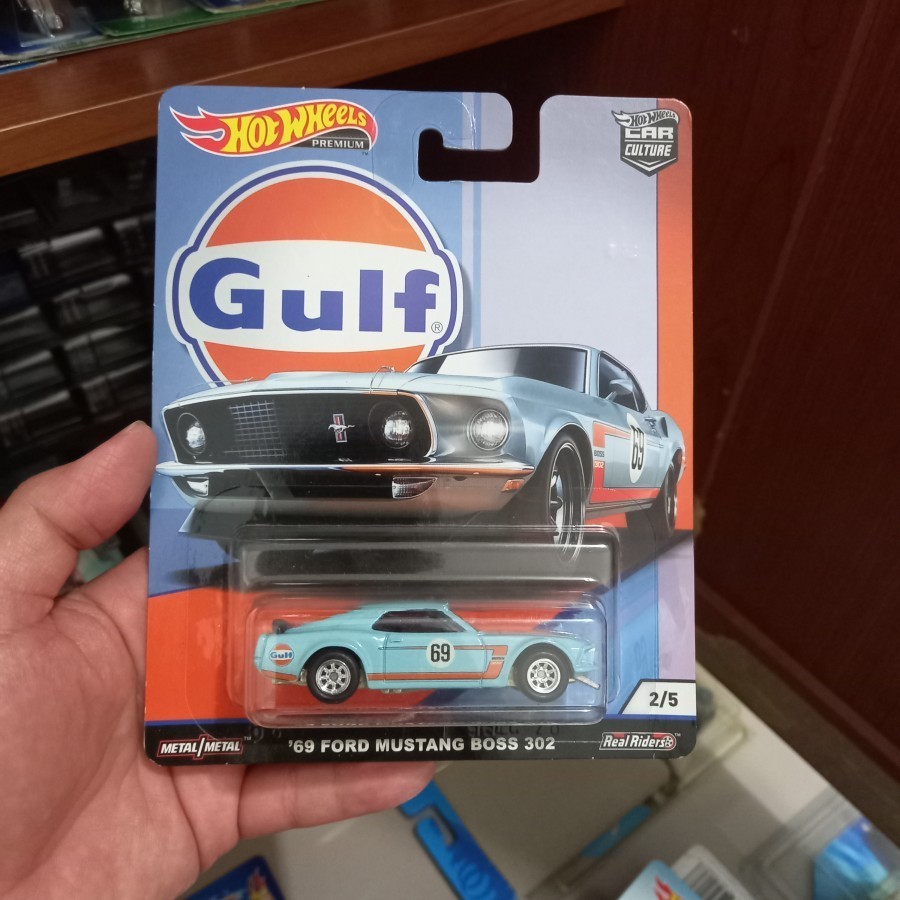 Hotwheels 69 Ford Mustang Boss 302 Gulf Car Culture Ban Karet
