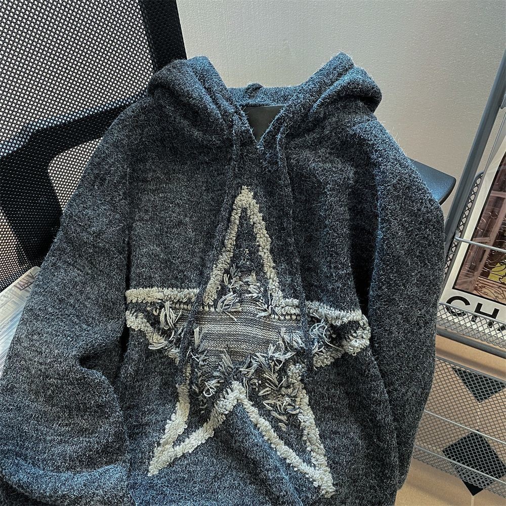 Sweater Berkerudung Pria dan Wanita, Pakaian Dalam Rajutan Lengan Panjang