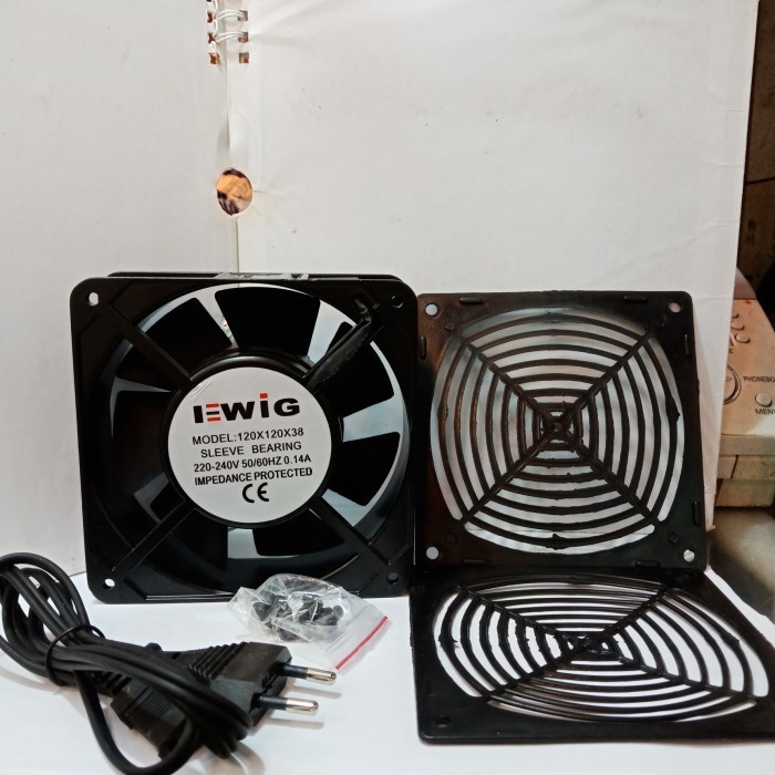 fan /kipas / blower ewig 4 inch + cover depan belakang + kabel colokan