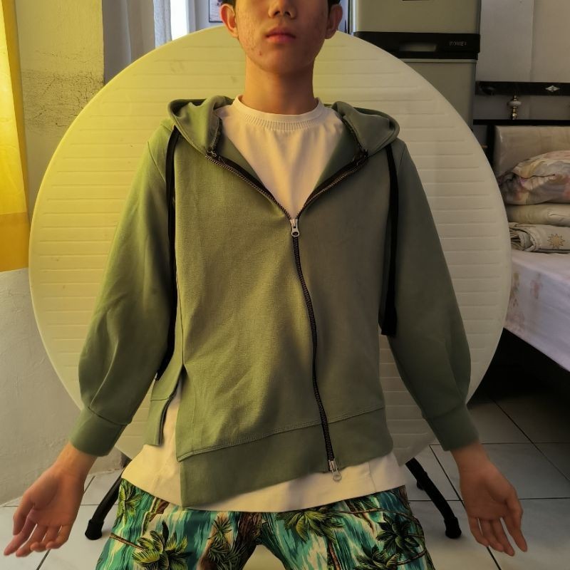 Sweat DRY CROP HOODIE Dry Zipper Scuba Sage Green Hoodie dry fit Oversized Boxy Not Uniqlo