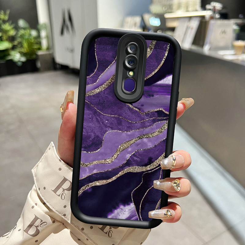 Casing Hp OPPO F11 OPPO A9 2019 OPPO A9x Case pola warna ungu emas Casing HP pelindung silikon lunak