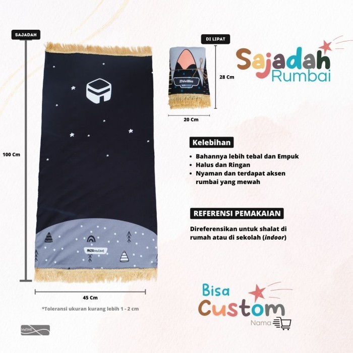 Sajadah Anak Custom Nama Metime / Sajadah Custom Nama (Rainbow Series)