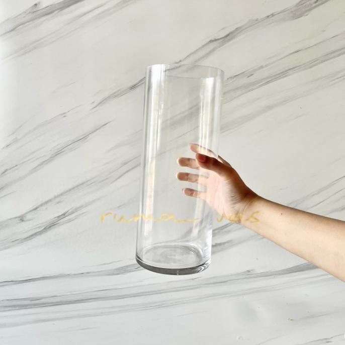 vas bunga kaca tinggi 30 cm diameter 10 cm pot bunga tabung kaca best