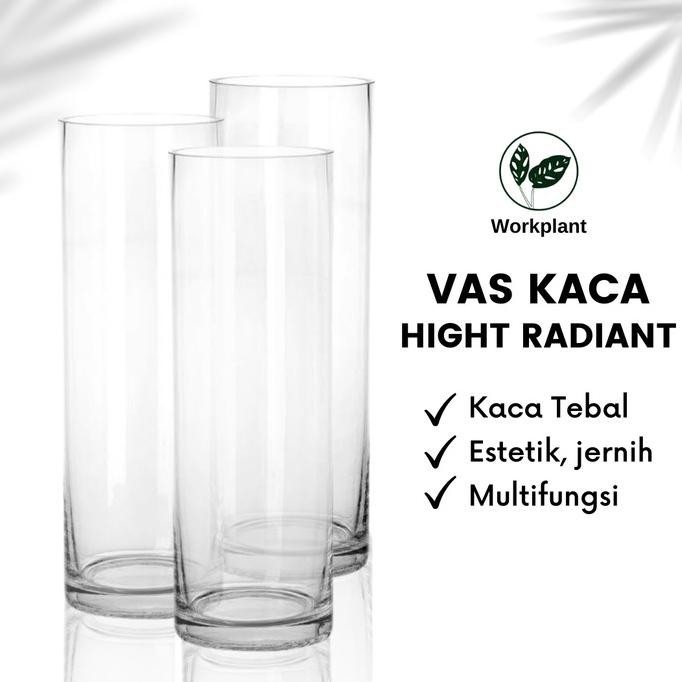 Vas Kaca Hight Radiant - Vas Bunga Kaca Bening Silinder Tabung tanaman