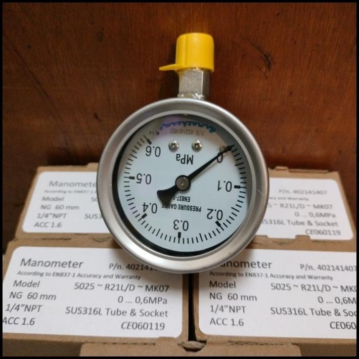 TERMURAH PRESSURE GAUGE SIZE 21/2 , RANGE 0-0,6 MPA 