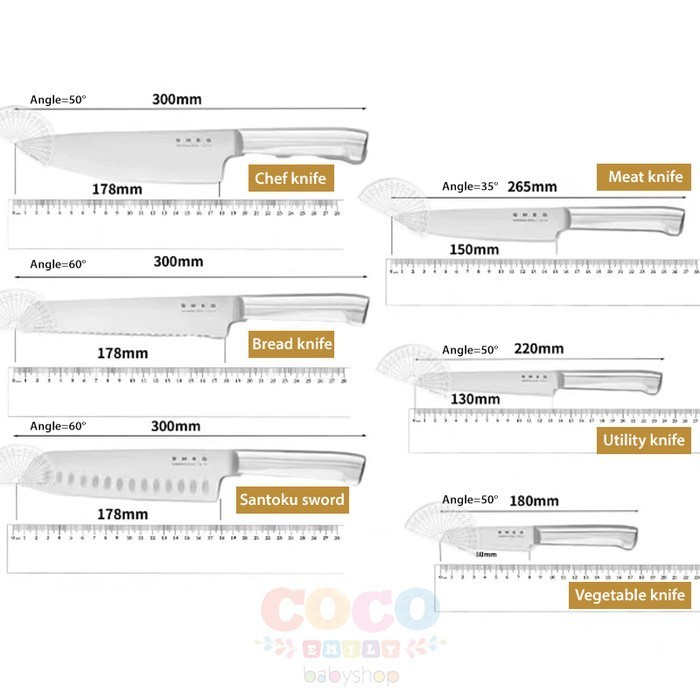 Smeg Knife Set Seven-Piece Stainless Steel Celebrity Style Ready