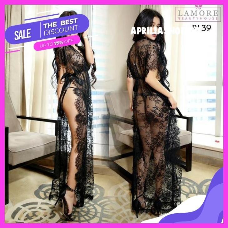 PRODUK TERBAIK LINGERIE JUMBO BATWING BAJU TIDUR WANITA LACE HITAM PL