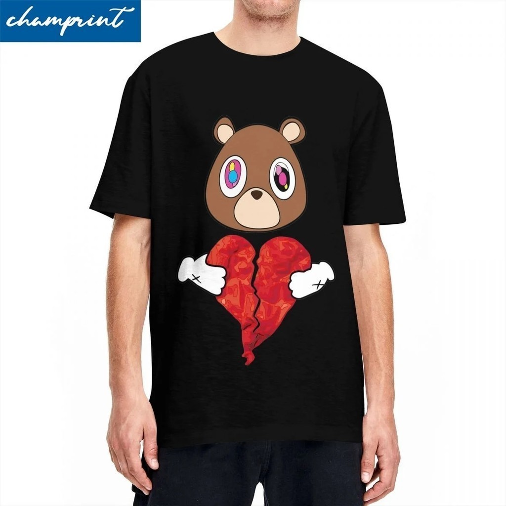 Priting Kanye West 808's Graduation Bear Tshirts Men's Cotton Short Sleeve MBDTF Crewneck Summer