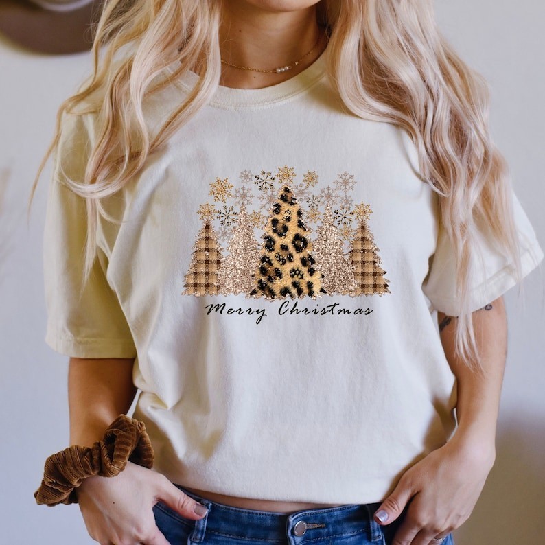 Vintage Merry Christmas Shirt Leopard Tree Shirt Leopard Merry Christmas Shirt Leopard Christmas Tre