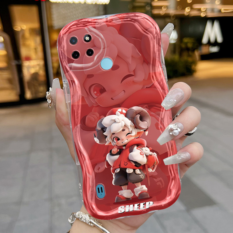 Casing Hp Realme C21Y Realme C25Y Case topi tanduk sapi merah untuk anak laki-laki pola Kesing ponse
