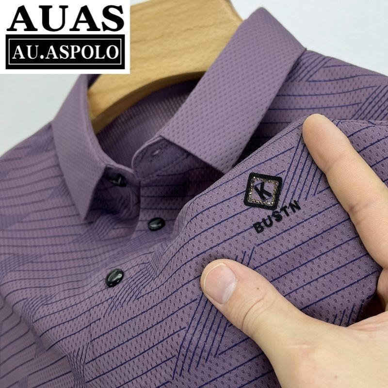 Short SleeveTShirt Men's Lapel Men's Ice Silk Seamless Half Sleeve Shirt Collar Quick-Drying