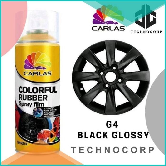 CARLAS RUBBER PAINT G4 BLACK GLOSSY/CAT SEMPROT HITAM KILAT VELG KARET