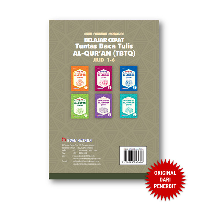 Buku Panduan Mengajar Belajar Cepat Tbtq Jilid 1 - 6 [ Guru ]