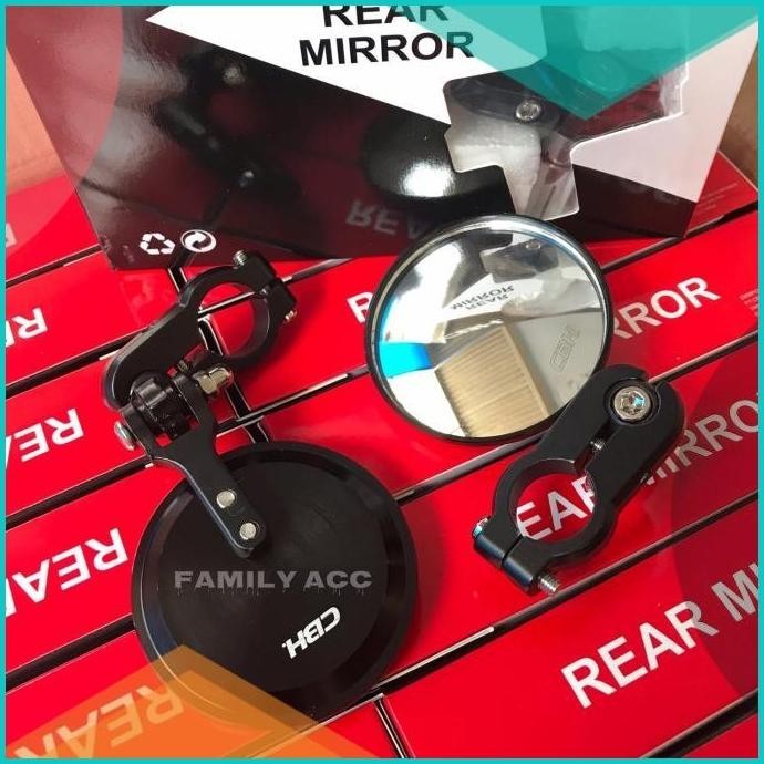 Spion Motor Bulat Jepit Stang Spion Kaca Bening Supermoto Trail 19F3B2