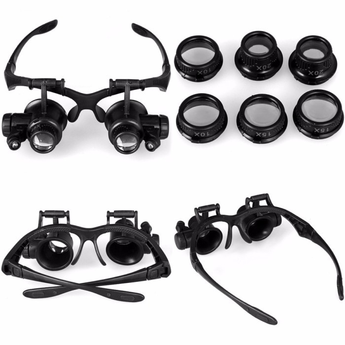 

Kacamata Pembesar Tukang Servis Jam Hp 25X Magnifier Dgn 2 Lampu Led