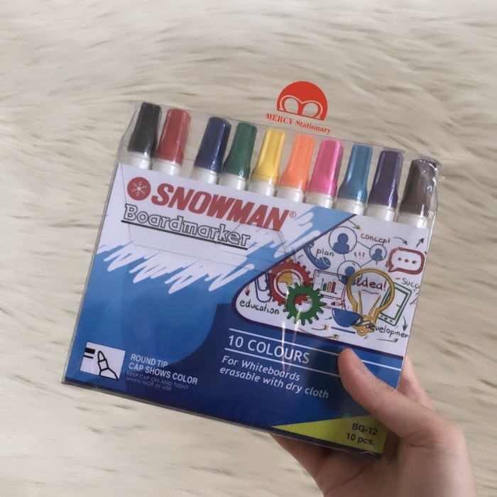 

Spidol Whiteboard 10 Warna Snowman Boardmarker 10 Colours Bg-12-10