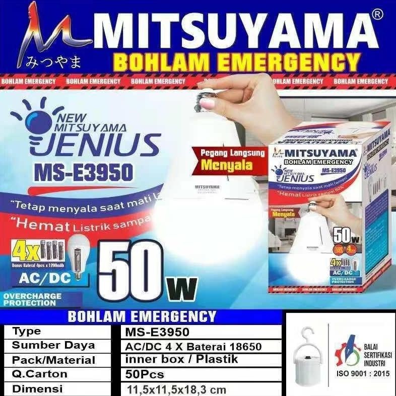 Lampu Emergency Bohlam Jenius 50 Watt Led Otomatis Mitsuyama Emergency Ms-E3950