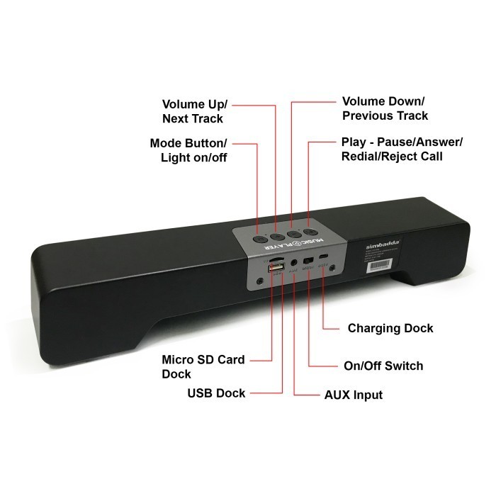 Simbadda Portable Bluetooth Speaker Cst 350N Mini Soundbar TerlarisR0324D