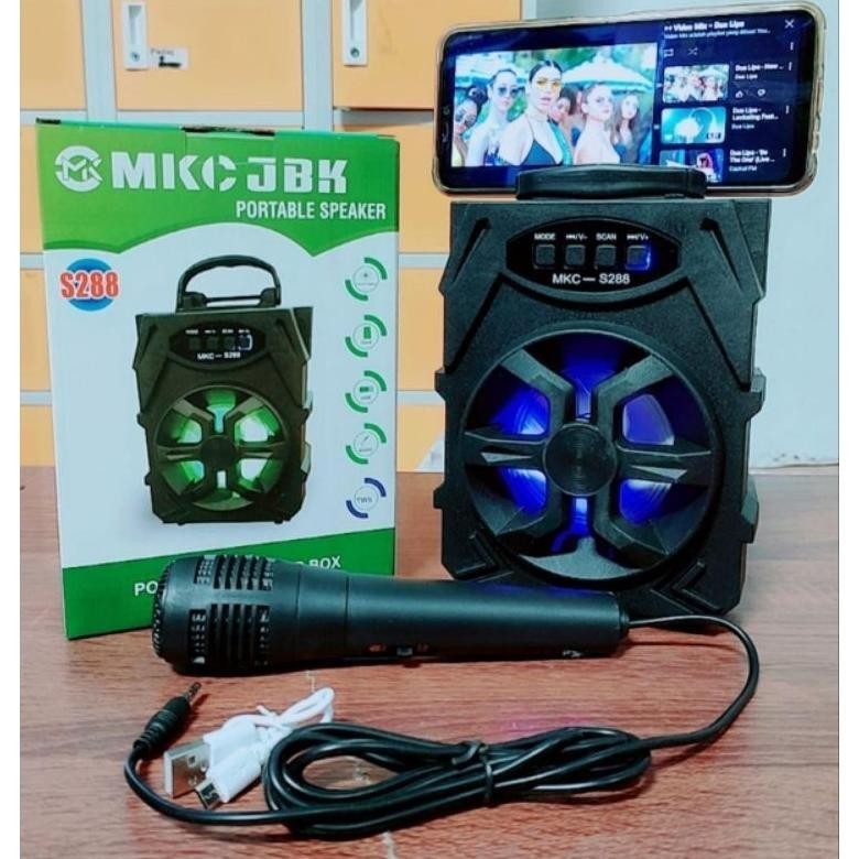 SPEAKER BLUETOOTH MKC JBK S288 + MIC KARAOKE BARU