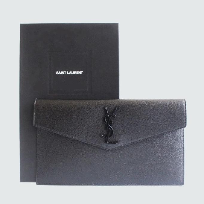 Promo!! Saint Laurent Ysl Uptown Clutch All Black