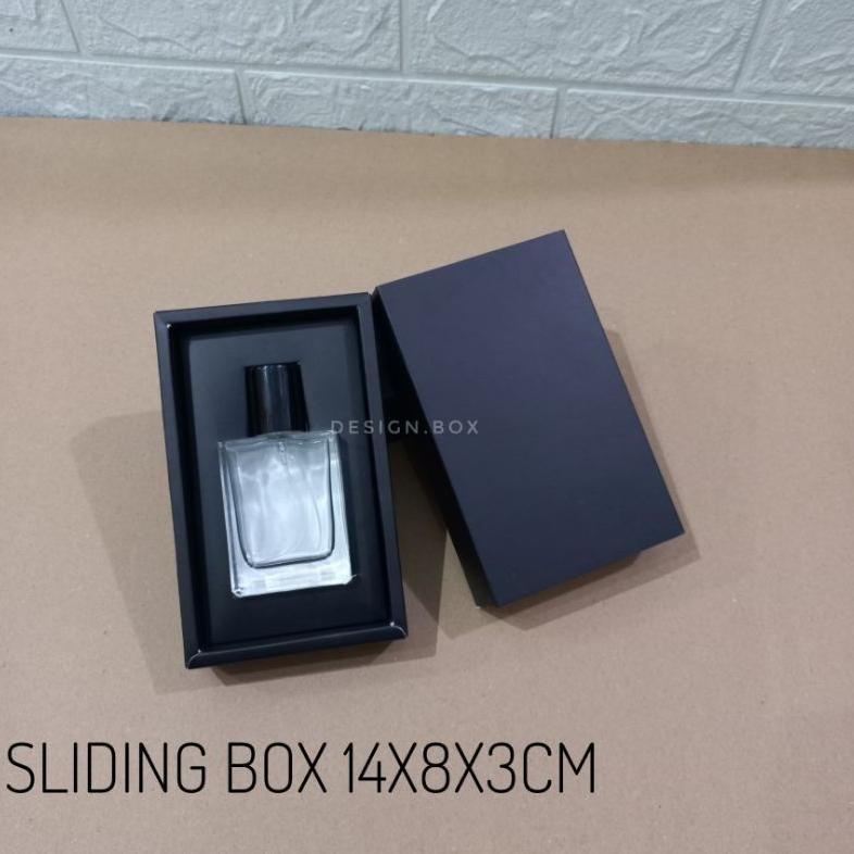 

Ow42 12PC | BOX PARFUM HITAM POLOS 14X8X3CM | SLIDING BOX 14X8X3CM Termurah