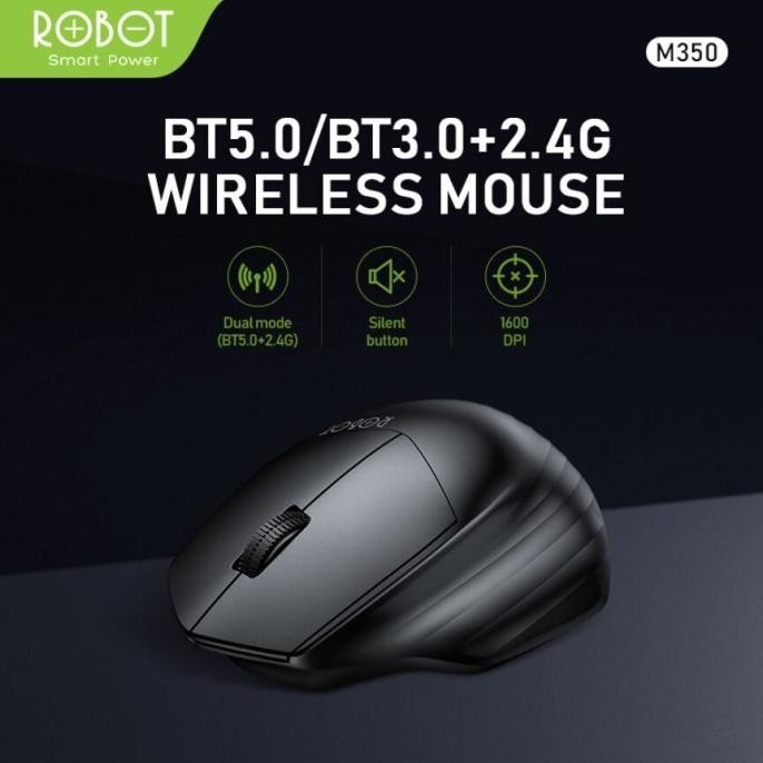 Robot M350 Mouse Wireless Silent Click 1600Dpi Bluetooth & Receiver