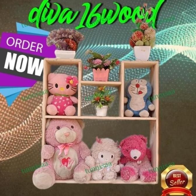 Diskon Rak Dinding Gantung / Rak Buku Gantung / Rak Boneka / Rak Kayu Nivashafit