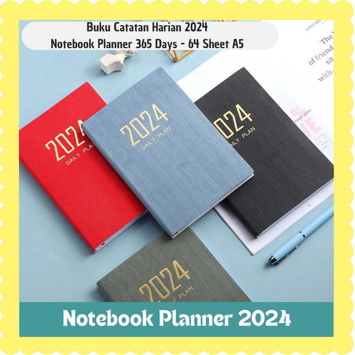 

HRG DISKON Buku Agenda Catatan Harian 2024 Notebook Planner 365 Days 64 Sheet A5