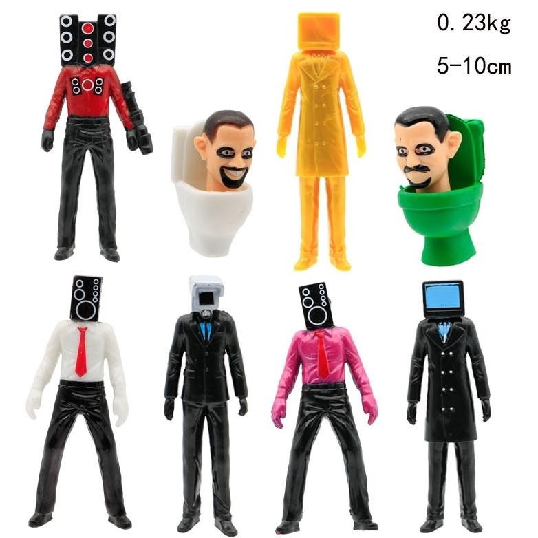 (mainan) OL23SD 9pcs Skibidi Toilet Action Figure Speakerman TV Man Monitor Man Model Boneka Mainan 
