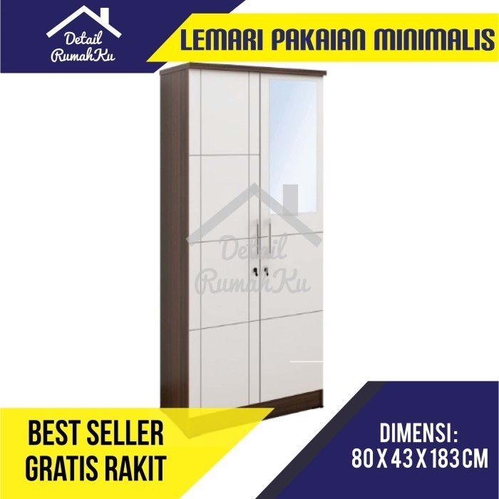 Lemari Minimalis Putih 2 Pintu Knockdown