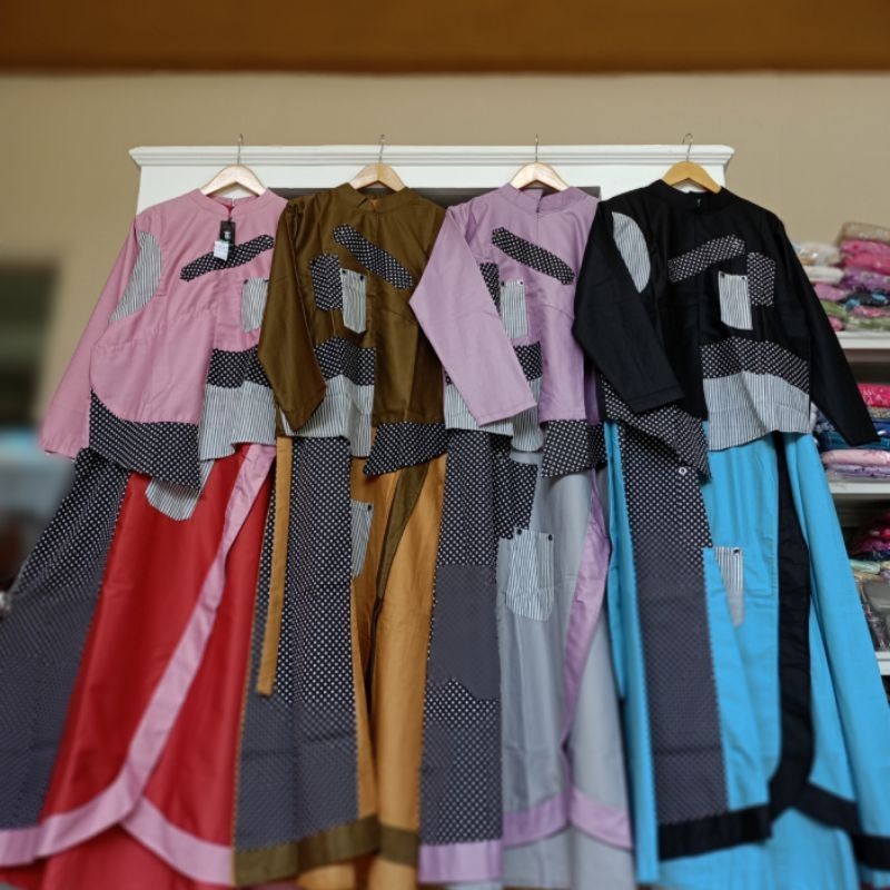 Gamis 2in1 Cardigan Alula 01 Remaja Queen Lazuard