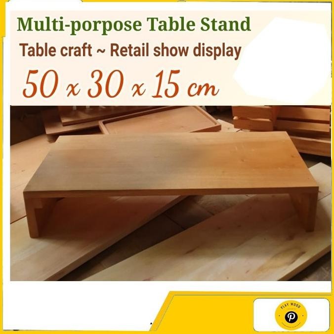 Monitor Stand Kayu 50X30X15Cm Meja Laptop Monitor Table Kayu Mahoni