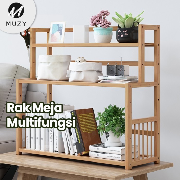MUZY RAK BUKU KAYU RAK MEJA STATIONERY DESKTOP STORAGE RAK BUKU HRB106