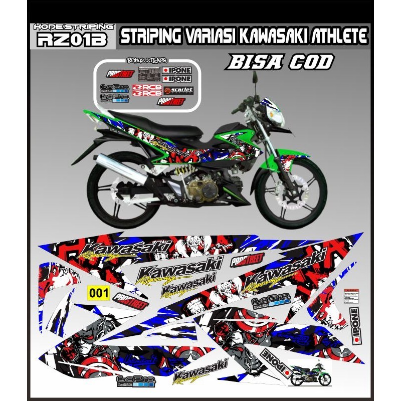 (Bisa COD) Decal semo full Athlete Striping variasi Kawasaki Athlete