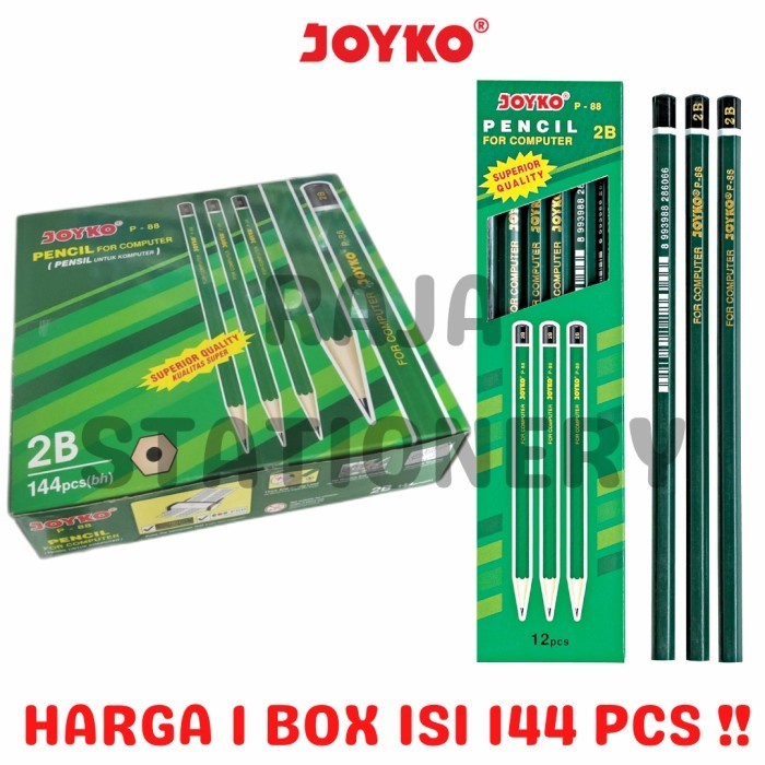 

PENSIL KAYU JOYKO P88 PENCIL 2B KOMPUTER UJIAN GROSIR P-88 [144PCS]