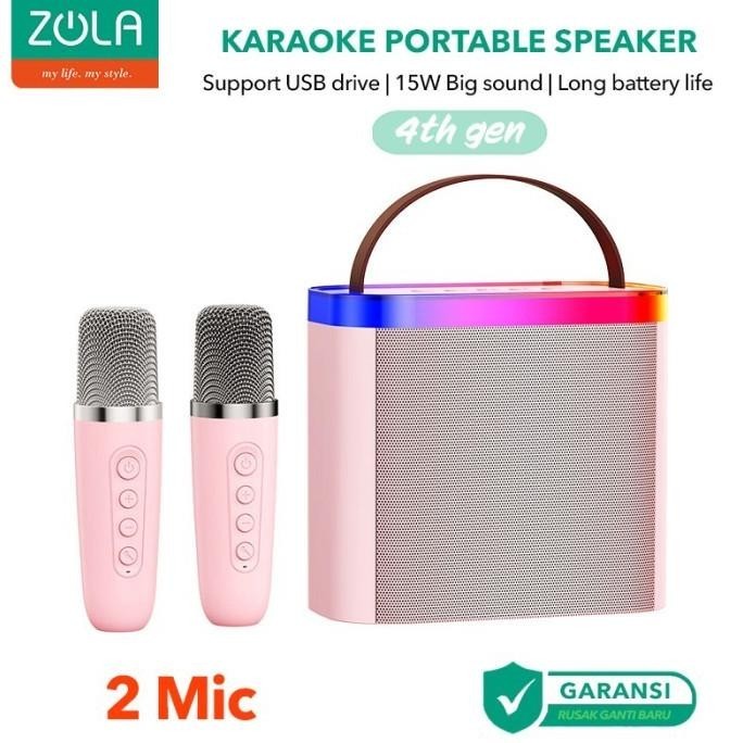 Zola Speaker Karaoke Bluetooth 2 Mic Speaker Karaoke Portable Wireless Premium Berkualitas