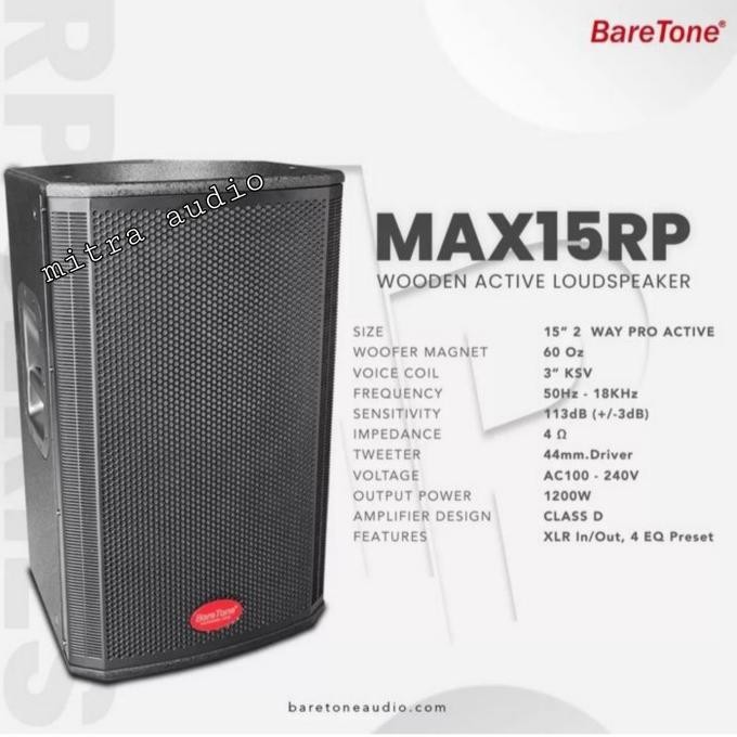 Speaker Aktif 15 Inch Karaoke Baretone Max 15 Rp Max15Rp Max 15Rp Premium Berkualitas