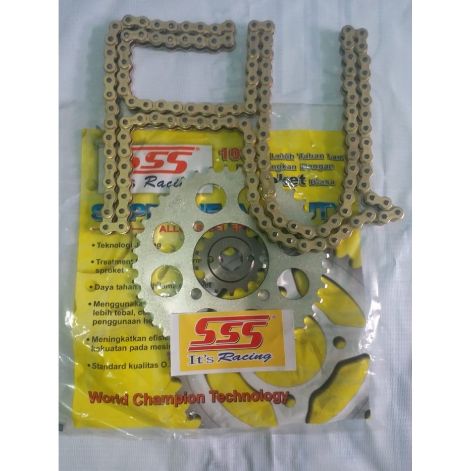 Gear Set Sss 428 Rantai Gold Satria Fu150, Fu Facelift, Fu Injeksi