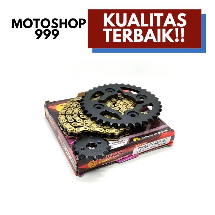 Chain Kit (Gold)/Gear Paket/Gear Set+Rantai Supra Fit New Yuzaka
