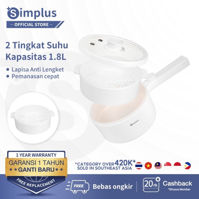 Dheao Panci Listrik Serbaguna Low Watt 1.5L Panci Steamer Listrik